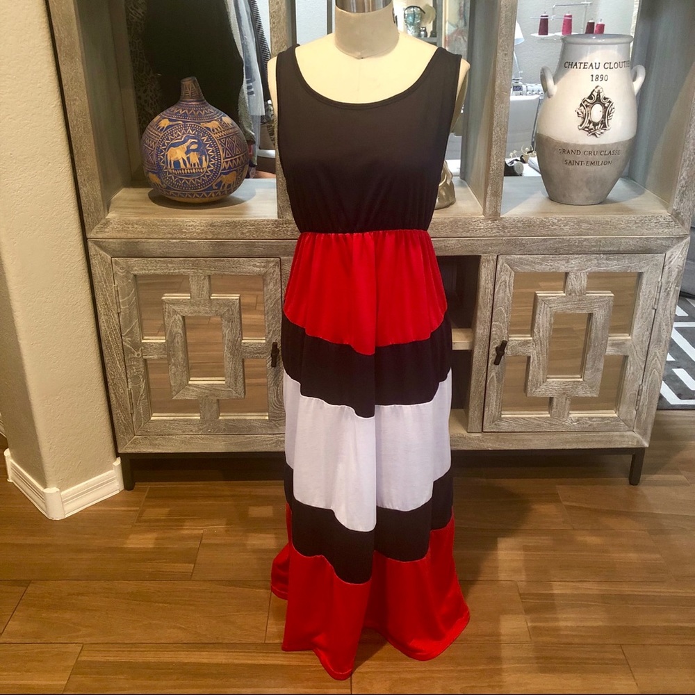 Red, White & Blue Long Maxi Dress